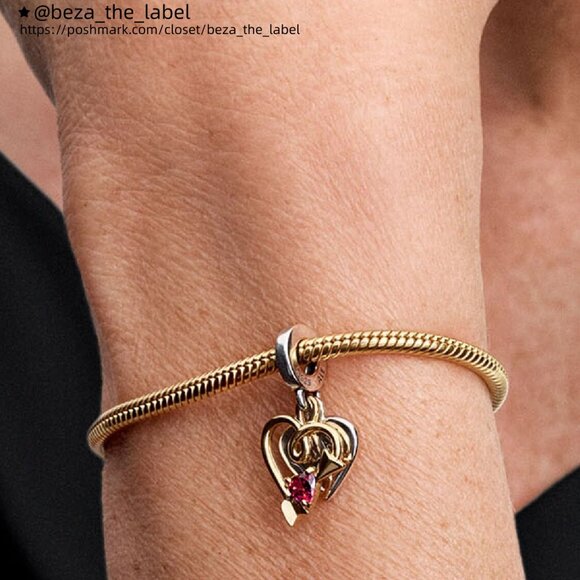 Pandora Engravable Heart & Arrow Double Dangle Charm - Picture 5 of 6